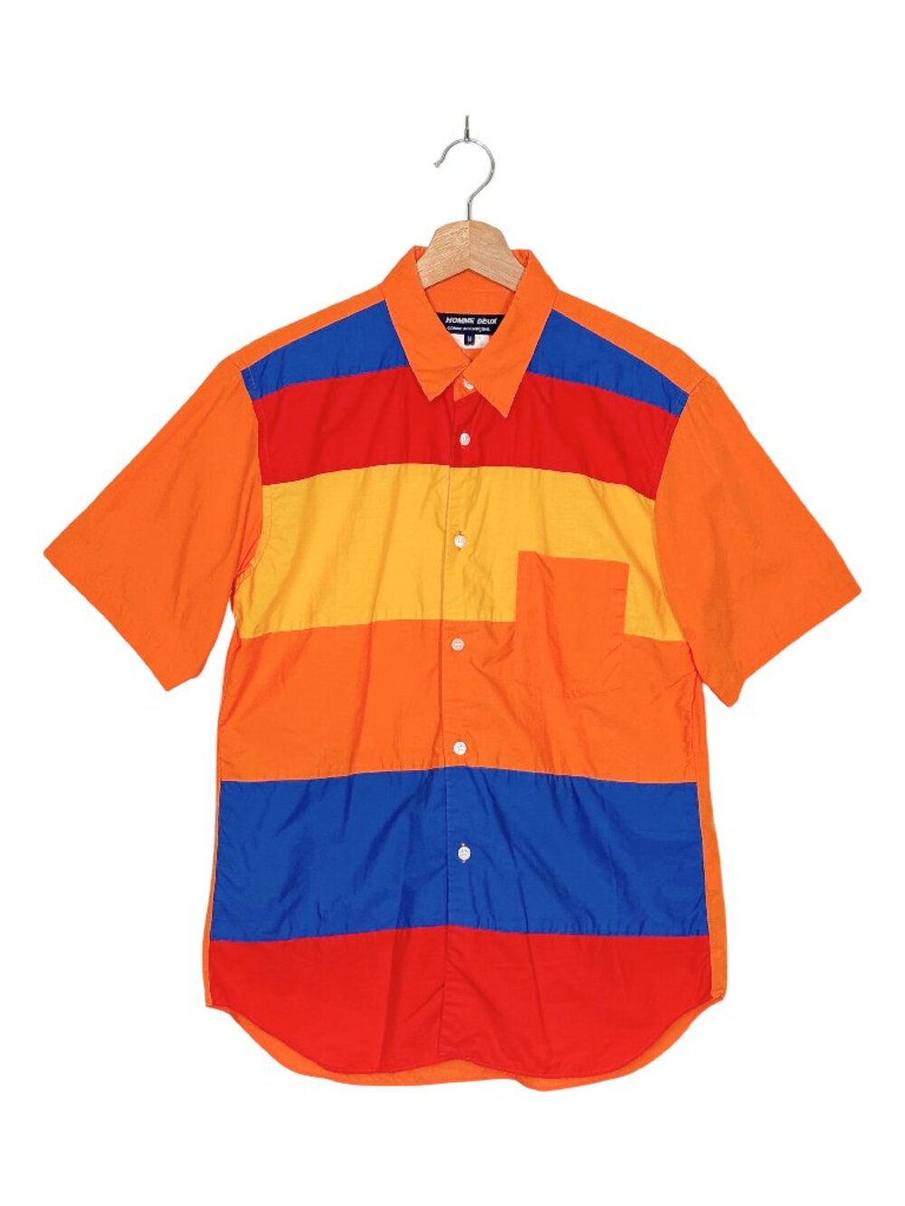 Comme Des Garcons Homme Deux 2023SS Color-Block Patchwork Short Sleeve Shirt
